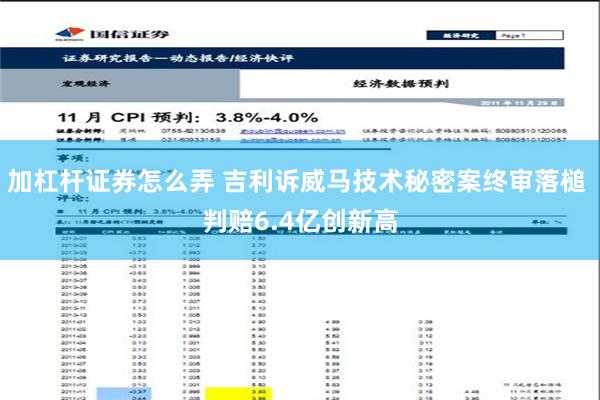 加杠杆证券怎么弄 吉利诉威马技术秘密案终审落槌 判赔6.4亿创新高