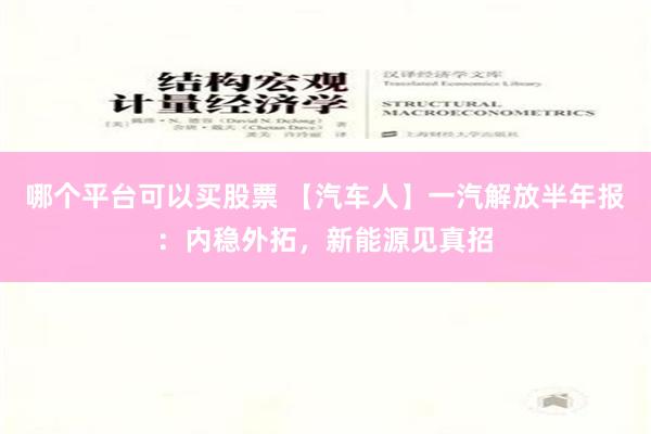 哪个平台可以买股票 【汽车人】一汽解放半年报：内稳外拓，新能源见真招