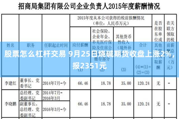 股票怎么杠杆交易 9月25日烧碱期货收盘上涨2%，报2351元