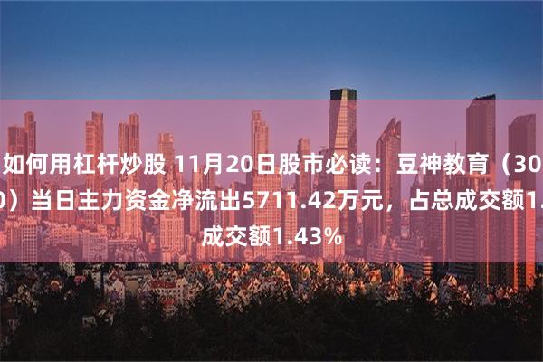 如何用杠杆炒股 11月20日股市必读：豆神教育（300010）当日主力资金净流出5711.42万元，占总成交额1.43%