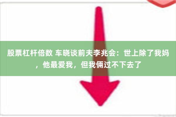 股票杠杆倍数 车晓谈前夫李兆会：世上除了我妈，他最爱我，但我倆过不下去了