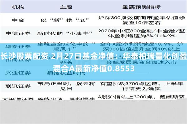 长沙股票配资 2月27日基金净值：华泰柏瑞量化创盈混合A最新净值0.8553